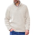 thumbnail image 1 of Lovskoo Men's Sweaters Pullover Stand Collar Elastic Solid Color Knit Tops Long Sleeve Sweater White, 1 of 5