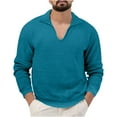 thumbnail image 1 of Lovskoo Men's Sweaters Pullover Stand Collar Elastic Solid Color V Neck Long Sleeve Sweater Knit Tops Blue, 1 of 6