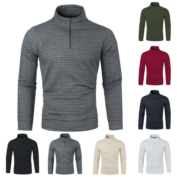 Lovskoo Men's Sweaters Pullover Trendy Casual Fall and Winter Long Sleeve Zipper Sweater Thin Velvet Sweater Coat White