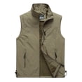 thumbnail image 1 of Lovskoo Men's Outdoor Casual Sleeveless Cargo Jackets Fleece Lined Stand Collar Full Zip Coats Warm Outwear Padded Vest Coats Khaki, 1 of 8