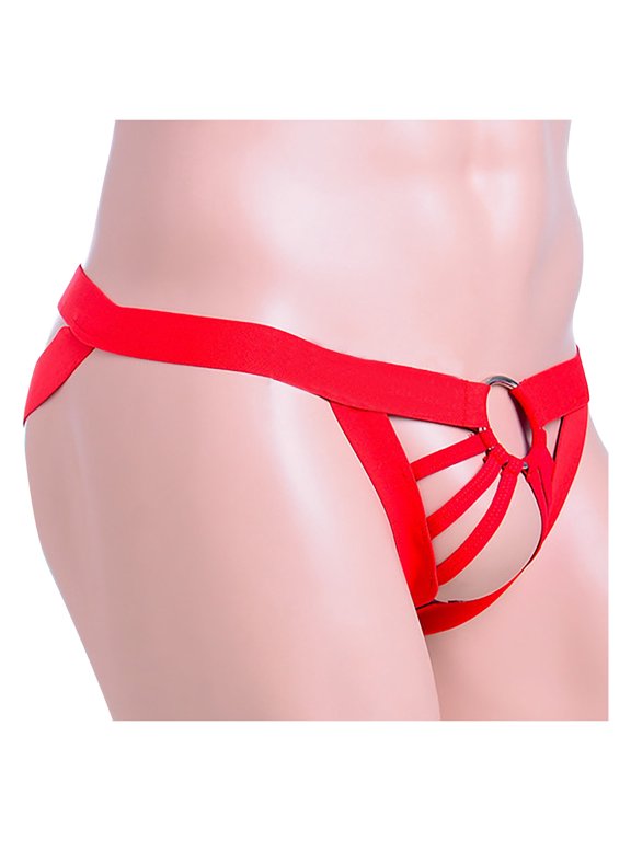 Men's Thong Underwear Brief Breathable Low Rise Bulge Enhancing Underwear Soft Underpants Red
