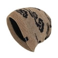 thumbnail image 1 of Lovskoo Men's Warm Knitted Hat Winter Hat Plush Thickened Pattern Hoodie Men's Outdoor Hat Khaki, 1 of 6