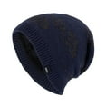 thumbnail image 1 of Lovskoo Men's Warm Knitted Hat Winter Hat Plush Thickened Pattern Hoodie Men's Outdoor Hat Navy, 1 of 6