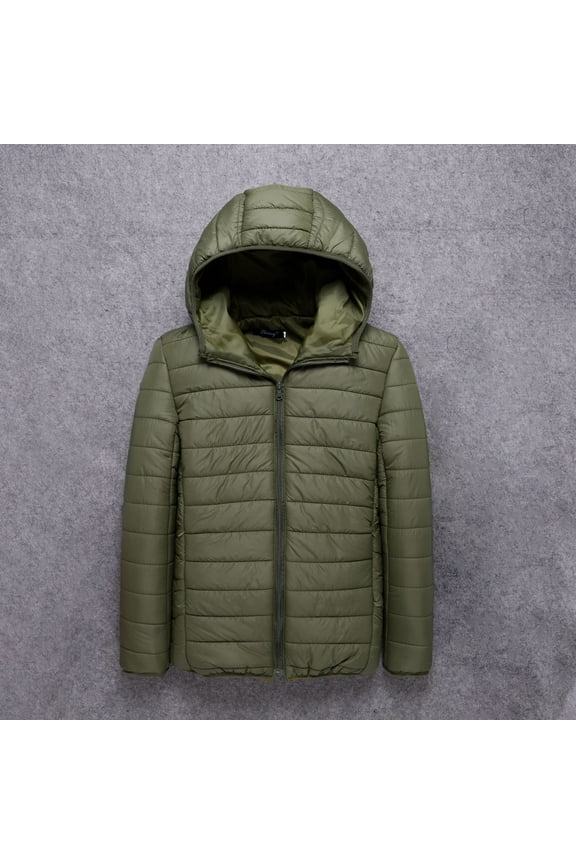 Men's Water-Resistant Puffer Jacket Lightweight Long-Sleeve Hooded Packable Light Weight Short Down Jacket M-5Xl Olive Green