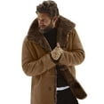 thumbnail image 1 of Lovskoo Men's Winter Jacket Lined Sherpa Jacket Casual Casual Solid Color Coats Long Sleeve Button Overcoat Jacket Khaki, 1 of 8