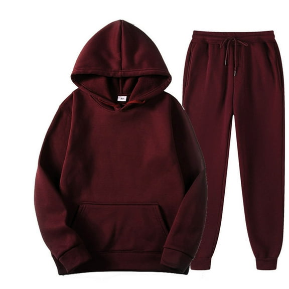 Lovskoo Men's and Women's 2 Piece Outfits Hoodie Jogger Tracksuit Long Sleeve Pullover Hoodies Sweatshirt and Sweatpants Fall Winter Sport Suit Burgundy