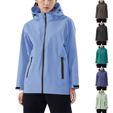 Lovskoo Men's and Women's Rain Jacket Hooded Technical Casual Waterproof Windbreaker Sprinting Coat for Couple Detachable Hat Water Proofing Outdoor Outerwear Purple
