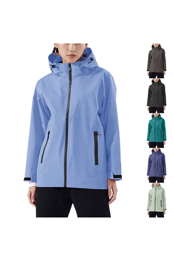 Men's and Women's Rain Jacket Hooded Technical Casual Waterproof Windbreaker Sprinting Coat for Couple Detachable Hat Water Proofing Outdoor Outerwear Black