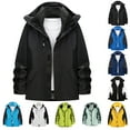 thumbnail image 1 of Lovskoo Men's and Women's Rain Jacket Sport Winter Coat Casual Waterproof Windbreaker for Unisex Long Sleeve Hooded Thickened Outdoor Sports with Pockets Zipper Warm Jacket Black, 1 of 2