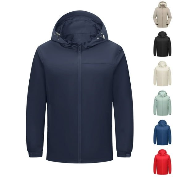 Lovskoo Men's and Women's Rain Jacket Technical Casual Waterproof Windbreaker Winter Hooded Softshell Windproof Soft Thin Coat Long Sleeve Fall Jacket Black