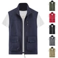 thumbnail image 1 of Lovskoo Men's Workout Vest Coats Tank Tops Sleeveless Thin Sports Multi-Pocket Casual Quick-Drying Loose Hiking Cargo Outdoor Jackets Dark Blue, 1 of 4