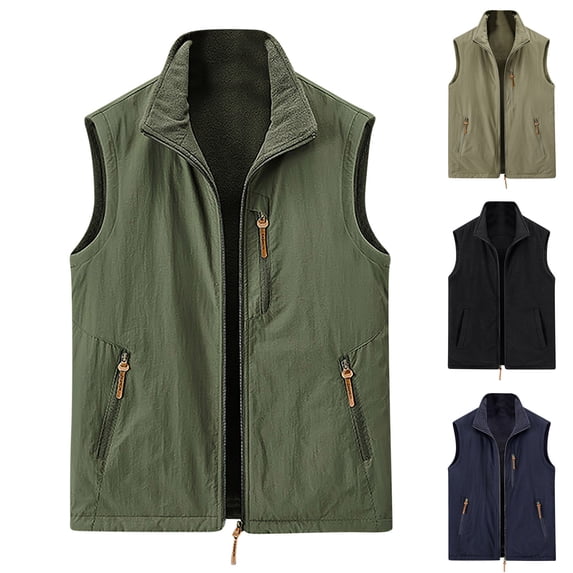 Lovskoo Men's Workout Vest Coats Tank Tops Sleeveless Thin Sports Multi-Pocket Casual Quick-Drying Loose Hiking Cargo Outdoor Jackets Olive Green