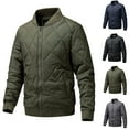 thumbnail image 1 of Lovskoo Mens Bomber Jackets Diamond Quilted Fall Winter Zipper Lapel Casual Outdoor Short Coat Green, 1 of 5