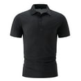 thumbnail image 1 of Lovskoo Mens Button Down Short Sleeve Shirt Collared Shirt Casual Button Solid Color Pullover Blouse Tops Black, 1 of 6