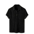 thumbnail image 1 of Lovskoo Mens Button Down Short Sleeve Shirt Collared Shirt Casual Loose Shirt Solid Color Comfortable Shirt Blouse Black, 1 of 6