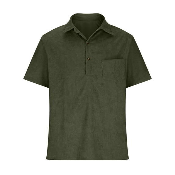 Lovskoo Mens Button Down Short Sleeve Shirt Collared Shirt Casual Loose Shirt Solid Color Comfortable Shirt Blouse Olive Green