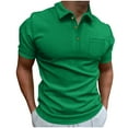 thumbnail image 1 of Lovskoo Mens Button Down Short Sleeve Shirt Collared Shirt Casual Solid Color Pullover Trendy Button Blouse Green, 1 of 7