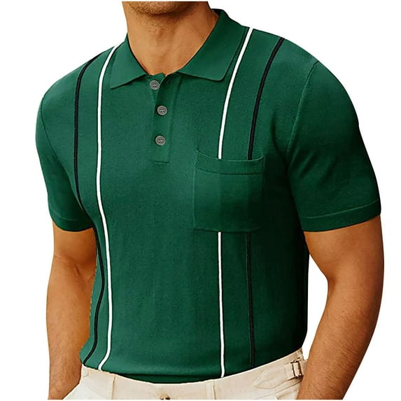 Lovskoo Mens Button Down Short Sleeve Shirt Collared Shirt Trendy Knit Hollow Out Casual Solid Color Blouse Shirt Green