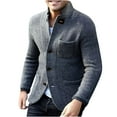 thumbnail image 1 of Lovskoo Mens Cardigan Sweater Jacket Pullover Knit Stand Collar Elastic Solid Color Half Sweater Tops Gray, 1 of 5