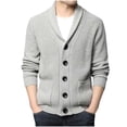 thumbnail image 1 of Lovskoo Mens Cardigan Sweater Winter Trendy Slim Solid Color Sweater Single Button Casual Knit Tops Coat Gray, 1 of 6