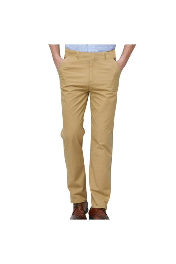 Mens Dress Pants Classic Straight-Fit Fashion Casual Daily Holiday Formal Print Business Slim Fit Trousers Suit Pants Khaki