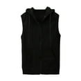 thumbnail image 1 of Lovskoo Mens Fashhion Slim Sleeveless Lightweight Zip-Up Hooded Vest with Zipper Trim Waistcoat Slim Jacket Blouse Black, 1 of 8