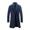 thumbnail image 1 of Lovskoo Mens Long Sleeve Wool Blend Trench Coat Notch Lapel Casual Outwear Pea Coats Winter Overcoat Navy, 1 of 6