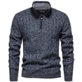 thumbnail image 1 of Lovskoo Mens Quarter Zip Sweater Pullover Solid Color Knitwear Fleece Lined Thick Warm Zipper Stand Collar Blouse Dark Gray, 1 of 4