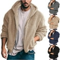 thumbnail image 1 of Lovskoo Mens Sweaters Drawstring Elastic Solid Color Long Sleeve Hooded Sweater Khaki, 1 of 7