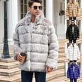thumbnail image 1 of Lovskoo Mens Winter Coats Faux Fur Jacket Thick Warm Long Sleeve Open Front Cardigan Faux Furry Long Coat Jacket Solid Outerwear White, 1 of 6