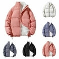 thumbnail image 1 of Lovskoo Mens Winter Coats Fuzzy Fleece Lined Quilted Jacket Zipper Open-Front Cardigan Stand Collar Loose Solid Color Long Sleeve Cotton-Padded Coat Pink, 1 of 5