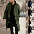 thumbnail image 1 of Lovskoo Mens Winter Coats Pea Coat Ingle-Breasted Warm Long Coat Solid Color Long Sleeve Casual Outwear & Jackets Trench Coat Overcoat Navy, 1 of 7