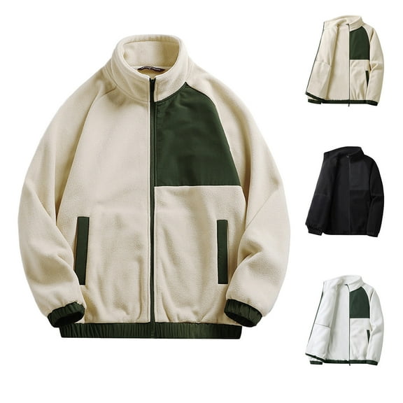 Lovskoo Mens Winter Coats Polar Fleece Thick Thermal Long Sleeve Zipper Outdoor Recreation Coat with Pockets Black