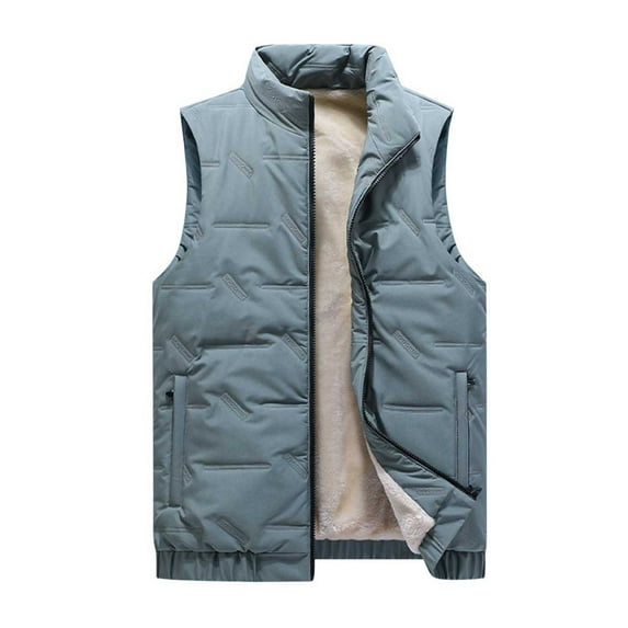 Lovskoo Men's Outdoor Casual Sleeveless Quilted Jackets Fleece Lined Stand Collar Full Zip Coats Warm Outwear Padded Vest Coats Green
