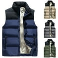 thumbnail image 1 of Lovskoo Mens Winter Coats Quilted Puffer Vest Fallow Full-Zip Stand Collar Sleeveless Jacket with Pockets Patchwork Gilet Vest Coat Olive Green, 1 of 4