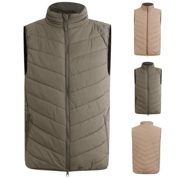 Lovskoo Mens Winter Coats Quilted Puffer Vest Lightweight Packable Warm Sleeveless Outerwear for Work Travel Vest Coat Olive Green