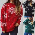 thumbnail image 1 of Lovskoo Merry Christmas Sweaters for Women 2023 Casual Long Sleeve Knitting Round Neck Sweater Blouse Tops Green, 1 of 9