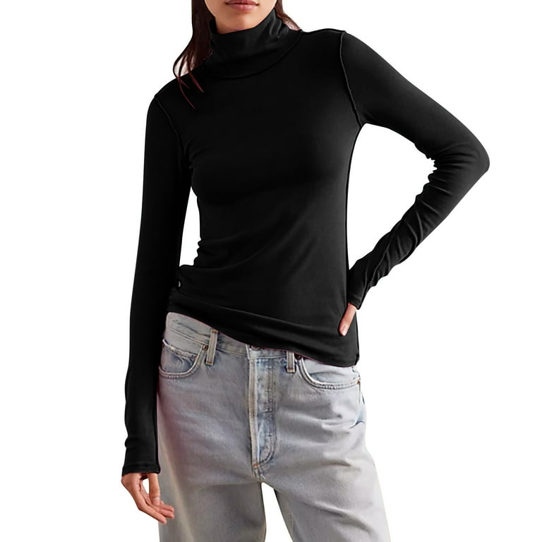 Lovskoo Mock Neck Tops for Women Sweater Knit Turtleneck Soft Long