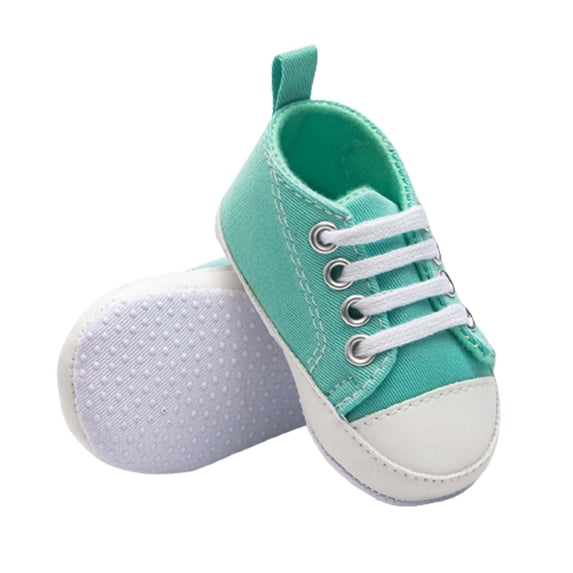 Lovskoo Newborn Infant Baby Canvas Anti-slip Soft Shoes First Walkers Boys Girls Sandals Solid Color, Green, 0-3 Months