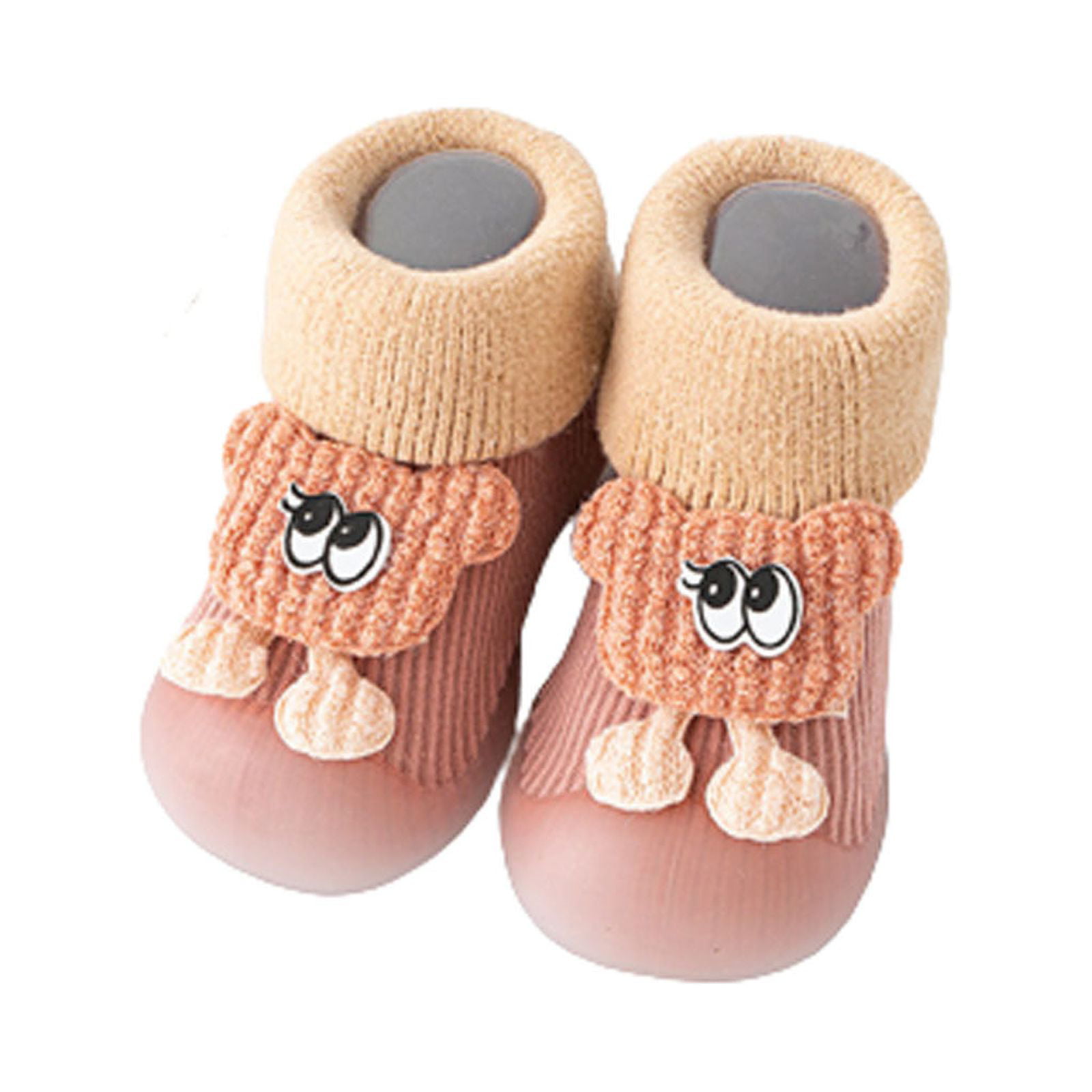 Lovskoo Newborn Infant Toddler Baby Shoes Boys Girls Floor Socks Shoes  3Months-3Years Soft Bottom Fall And Winter Warm Non-Slip Plus Velvet Thick  Children Booties First Walking Shoes Pink 