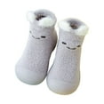 thumbnail image 1 of Zwiiyzr Newborn Infant Toddler Baby Shoes Boys Girls Non-Slip Socks 3Months-3Years Fall And Winter Warm Thickened Indoor Soft Bottom Cotton Floor Socks Booties First Walking Shoes Purple, 1 of 5
