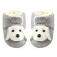 thumbnail image 1 of Zwiiyzr Newborn Infant Toddler Baby Shoes Boys Girls Socks Shoes 0-2Years Solid Color Cartoon Dog Socks Keep Warm Plush Kids Soft Non-Slip Indoor Bootie First Walking Shoes Gray, 1 of 5