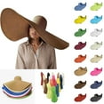 thumbnail image 1 of Lovskoo Oversized Beach Straw Hats for Women Extra Large Wide Brim Beach Hat Foldable Roll Up Floppy Sun Hat Coffee, 1 of 5