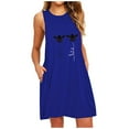 thumbnail image 1 of Lovskoo Pajama Nightgown for Women One Piece Trendy Pocket Printing Sleeveless Casual Nightdress Dresses Sleepwear Blue, 1 of 4