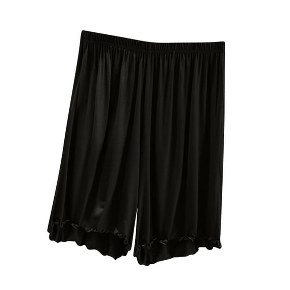 Lovskoo Pajama Shorts for Women Plus Size Summer Elastic Waist Shorts Multi Color Thin Casual Pajamas Loose Home Lounge Shorts Black L