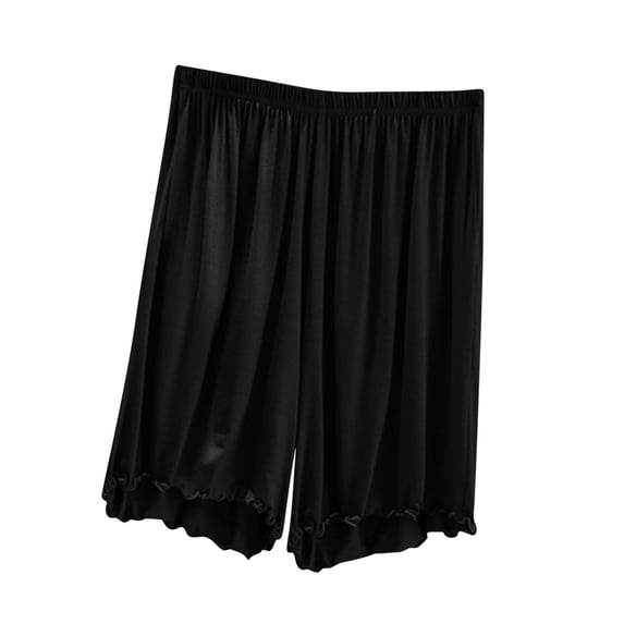 Lovskoo Pajama Shorts for Women Plus Size Summer Elastic Waist Shorts Multi Color Thin Casual Pajamas Loose Home Lounge Shorts Black XL