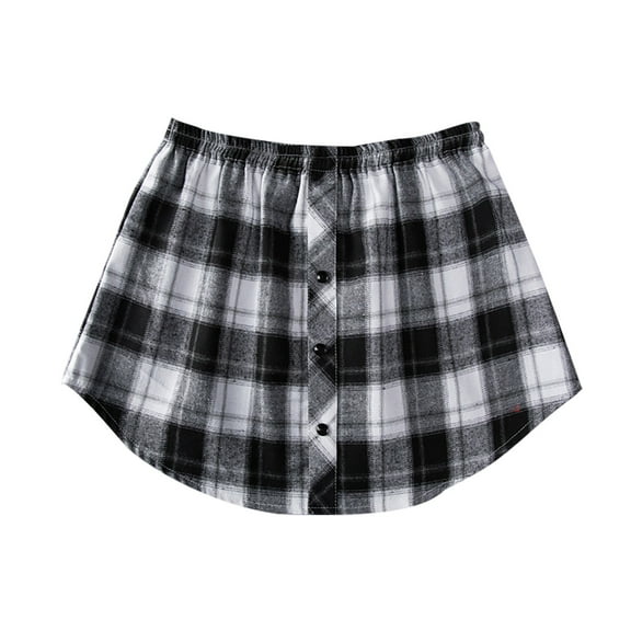 Lovskoo Plaid Shirt Extender for Women Adjustable Layering Blouse Top Lower Sweep Shirt Half Length Skirt Bottom Skirt Black