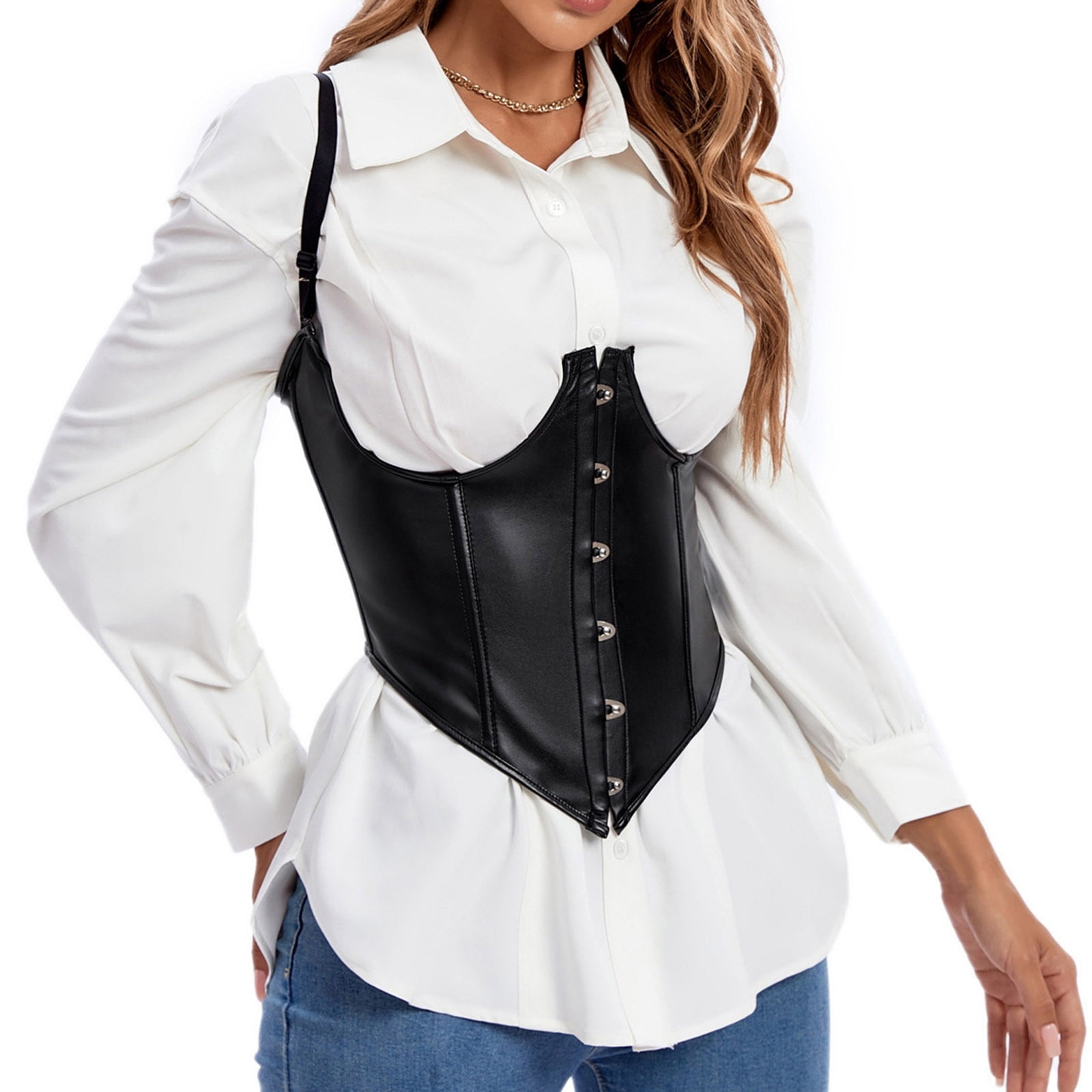 Lace & Leather Corset Belt Costume Corset for Goth 