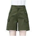 thumbnail image 1 of Lovskoo Plus Size Shorts for Women Cotton and Linen Trendy Solid Color Loose Casual Wide Leg Shorts Olive Green, 1 of 8