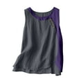 thumbnail image 1 of Lovskoo Plus Size Womens Summer Tops 2024 Casual Cotton Linen Tank Tops Color Block Round Neck Loose Sleeveless Shirts Blouses Gray, 1 of 7